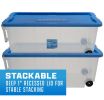 200 Quart Latching Rolling Plastic Storage Bin Container, Clear, Set of 2